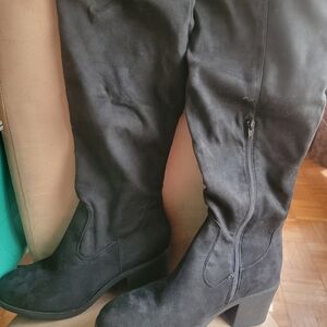 Bamboo brand Black Faux Suede over the knee boot size 11
